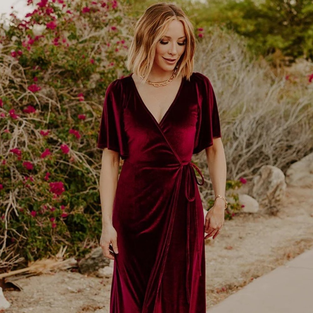 Velvet Wrap Maxi Dress